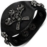 Bracelet gothique 49 - Clé à molette et crâne