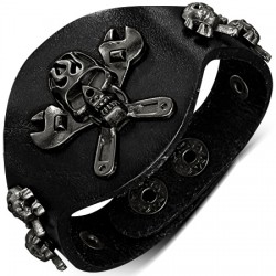 Bracelet gothique 49 - Clé à molette et crâne