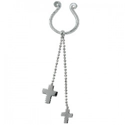 Faux-piercing pour téton 13 - Deux croix pendantes