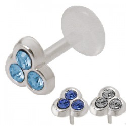 Piercing micro-labret PTFE 38 - Trois strass