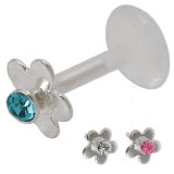 Piercing micro-labret PTFE 39 - Fleur strass