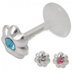 Piercing micro-labret PTFE 40 - Fleur strass