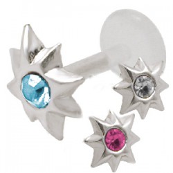 Piercing micro-labret PTFE 42 - étoile strass