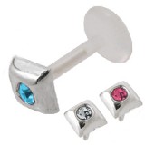 Piercing micro-labret PTFE 43 - Carré strass