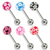Piercing de langue UV 97 - Fleurs epoxy