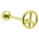 Piercing langue plaqué-or 04 - Peace and love