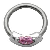 Piercing anneau 1,6mm 40 - Zircone rose