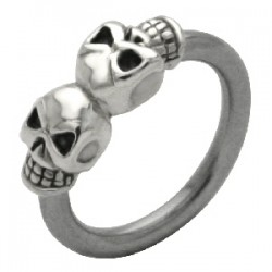 Piercing anneau 1,6mm 46 - Deux crânes