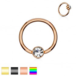 Piercing anneau 1,6mm 93 - PVD strass plat