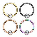 Piercing anneau 1,6mm 93 - PVD strass plat