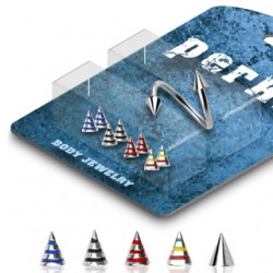 Pack de piercings spirales 4 - Pointes striées