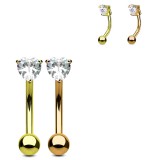 Piercing arcade plaqué-or 15 - Cristal coeur