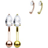Piercing arcade plaqué-or 17 - Cristal goutte