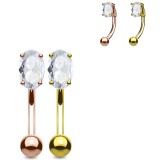 Piercing arcade plaqué-or 18 - Cristal ovale