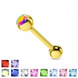 Piercing micro-barbell 10 - Plaqué-or strass