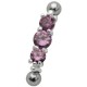 Piercing micro-barbell 38 - Trois strass lilas