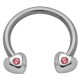 Piercing fer à cheval 35 - Coeurs strass roses
