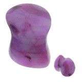 Plug courbe larme en agate fuchsia