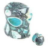 Plug courbe larme en agate bleue