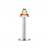 Piercing micro-labret 27 - Acier rasta pointe