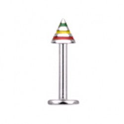 Piercing micro-labret 27 - Acier rasta pointe