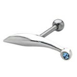 Piercing hélix 18 - Trait strass bleu-clairs