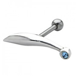 Piercing hélix 18 - Trait strass bleu-clairs