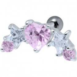 Piercing hélix 25 - Coeur et étoile