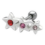 Cartilage hélix, tragus 115 - Trois étoiles