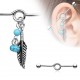 Piercing industriel 166 - Plume et turquoises