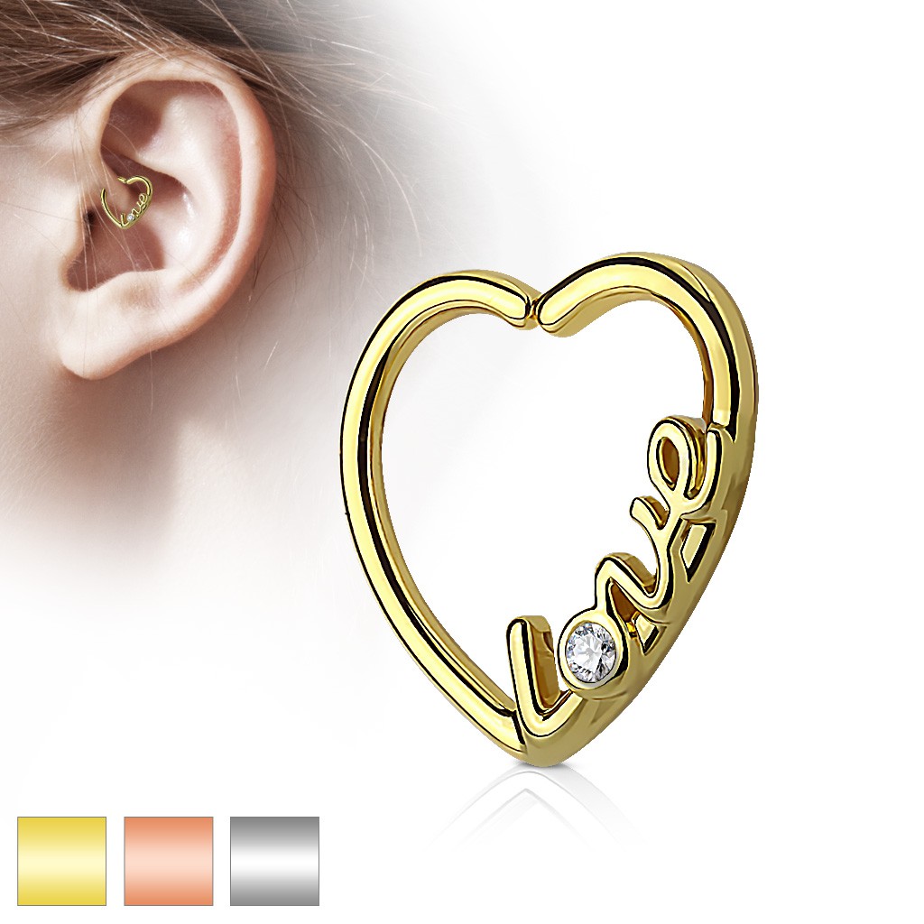 Piercings Piercing Helix En Titane Gros Strass Coeur De 6 Mm