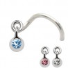 Piercing nez screw 0.5mm 33 - Goutte pendante strass