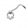 Piercing nez screw 0.5mm trois strass centrés (87)
