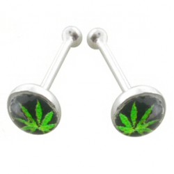 Piercing stud de nez 0.5mm 14 - Logo cannabis