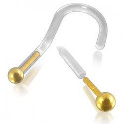 Piercing de nez courbe 1mm 21 - Or 14k PTFE boule