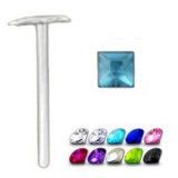 Piercing nez pliable 0.5mm 03 - Strass carré