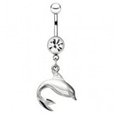 Piercing nombril dauphin gris qui nage (116)
