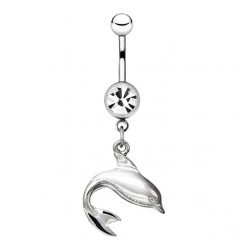 Piercing nombril dauphin gris qui nage (116)