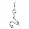Piercing nombril dauphin gris qui nage (116)