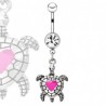 Piercing nombril tortue avec coeur rose (106)