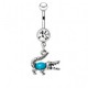 Piercing nombril petit crocodile gem bleu-clair (98)