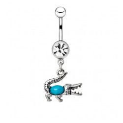 Piercing nombril petit crocodile gem bleu-clair (98)