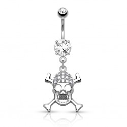 Piercing nombril gothique 04 - Strass transparents