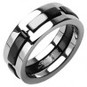 Bague en titane 48 - Centre avec rectangles noirs