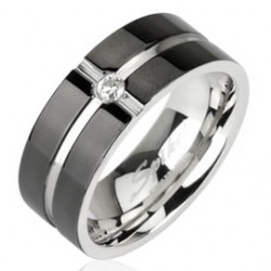 Bague zircone deux lignes perpendiculaires (67)