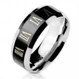 Bague PVD 37 - Chiffres romains sur bande noire