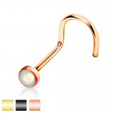 Piercing nez courbé 0.8mm 91 - En L demi-boule