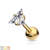 Cartilage hélix, tragus 398 - Gold-ip zircone triangulaire