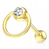 Piercing pour langue PVD 15 - Esclave strass