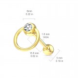 Piercing pour langue PVD 15 - Esclave strass